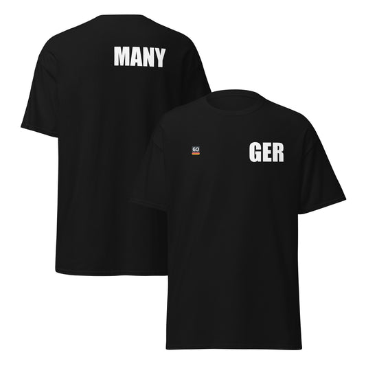 "GER MANY" - Weißer Schriftzug - Klassisches Unisex T-Shirt